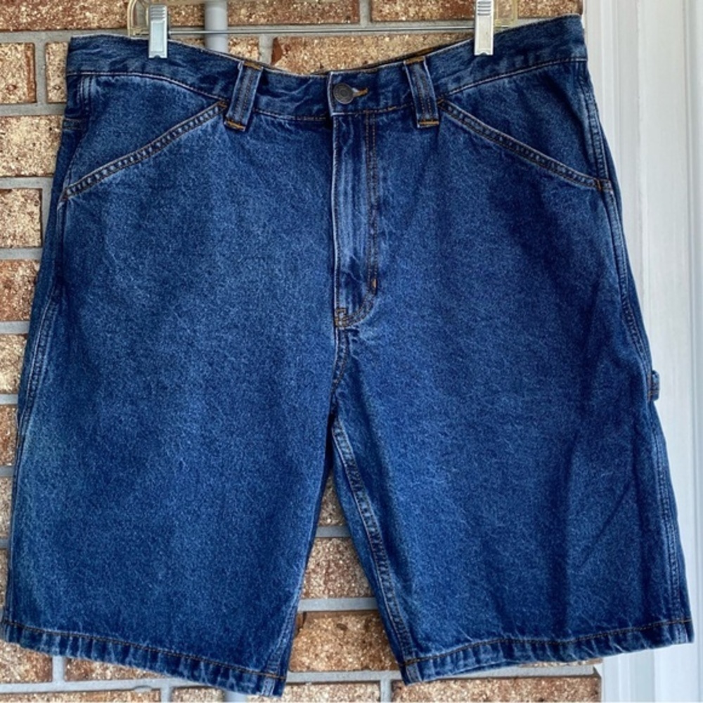 Blue Mountain Men’s Size 38 Denim Carpenter Shorts Rugged Workwear Jorts Blue